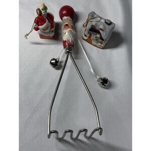 Santa Claus Handle Stainless Steel Potato Smasher and Christmas Ornaments